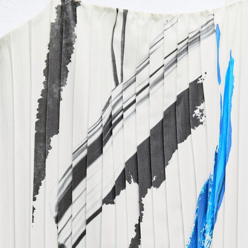 ZARA PRINTED PLEATED DRESS - Picture 7 of 9